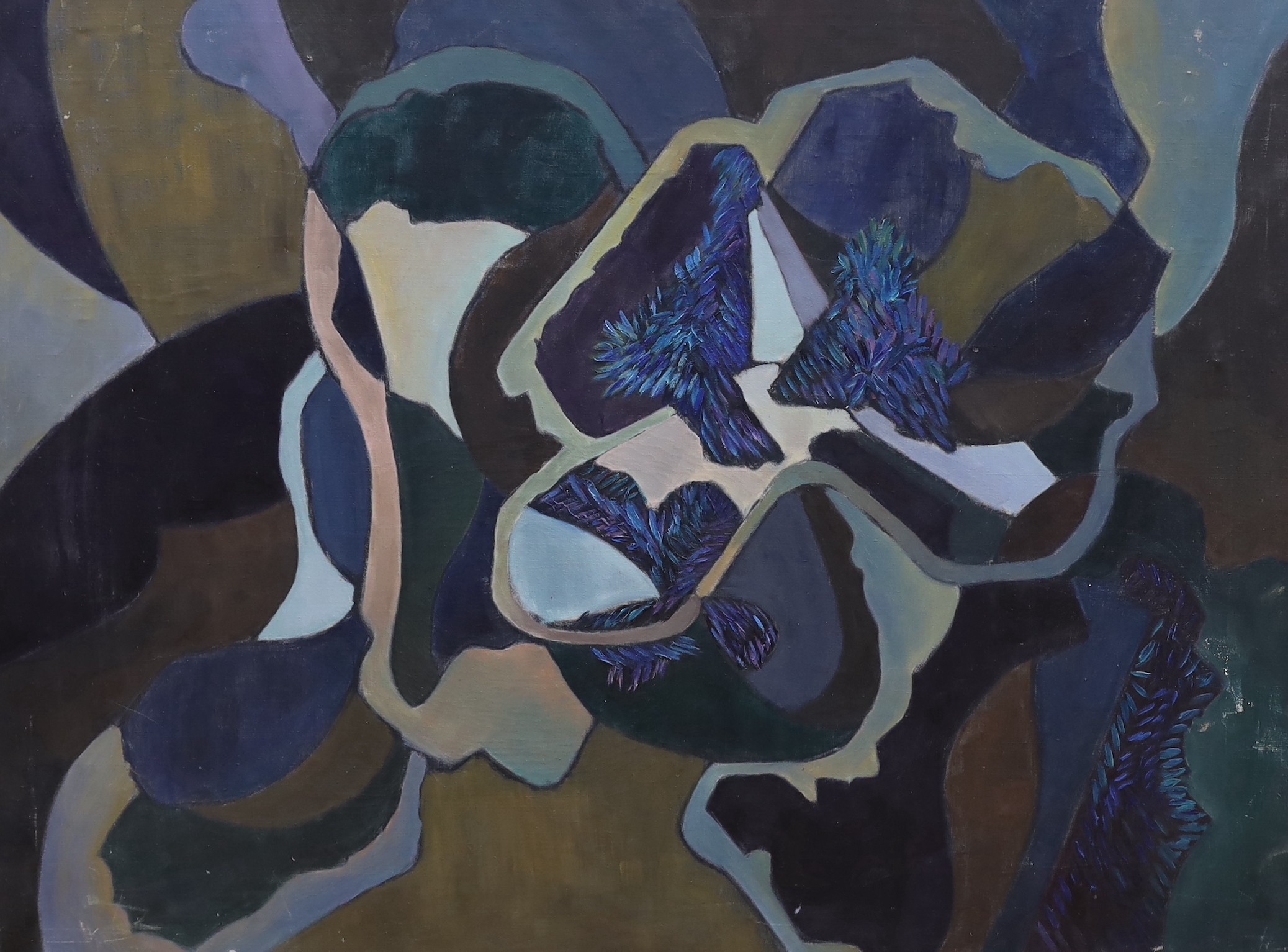 Modern British, oil on canvas, Untitled, 76 x 102cm, unframed
